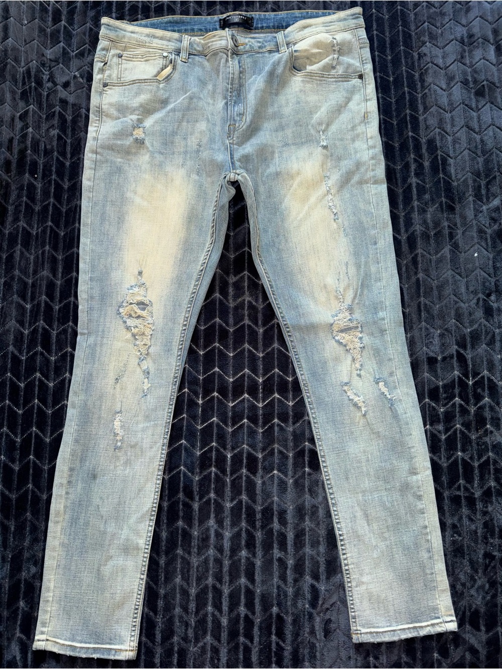 Se renede Mens Light Wash Blue Denim Jeans Distressed Stretch Size‎ 40